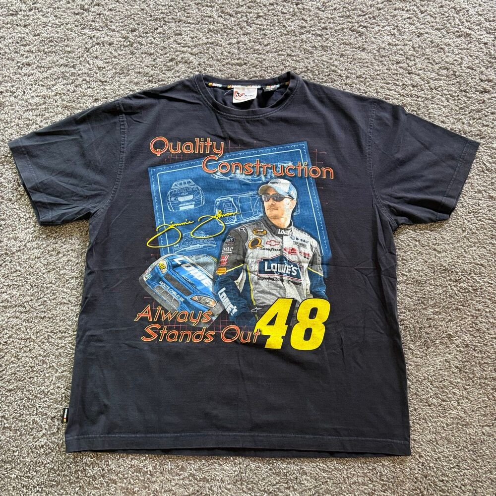 Vintage NASCAR Jimmie Johnson Quality Construction Racing T Shirt Mens Large